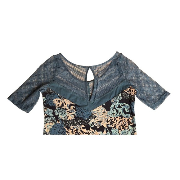 NEW Free People Intimately Blue Floral Paisley Lace Stretch Bodycon Dress Size S - Picture 5 of 7